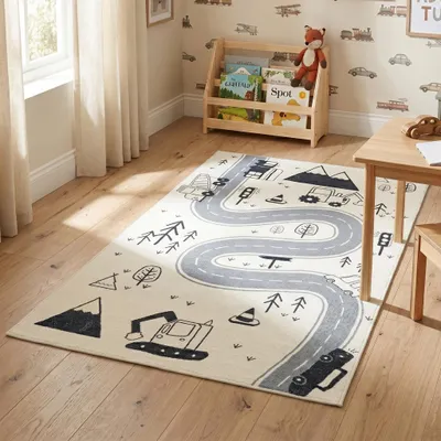 Produktbild von Volero - Spielteppich Auto - Dex Road Schwarz - 80x150 cm - Kinderzimmer - Ländlich, Modern