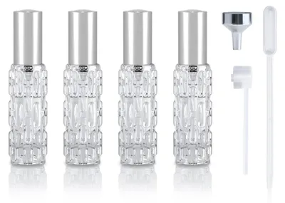 Immagine prodotto di Nebulizzatore da viaggio per profumo, ricaricabile, 10 ml, argento, confezione da 4 pezzi