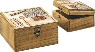 Produktbild von 2er Set Creative Deco Holzkiste mit Deckel Holzbox Erinnerungsbox Aufbewahrung
