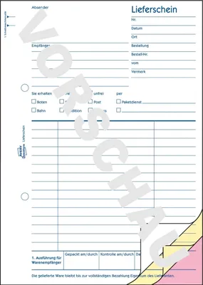 Produktbild von Formularbuch Lieferschein A5 selbstdurchschreibend VE=10x3x40 Blatt