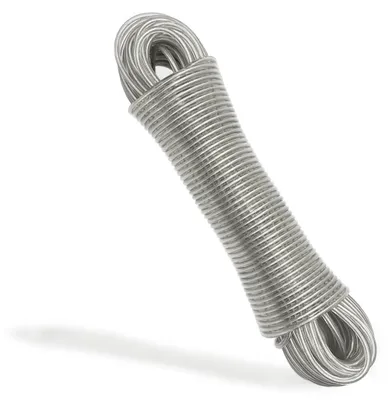 Wäscheleine 30 m, Stahlkern, 4 mm, verstellbar, für Innen & Außen