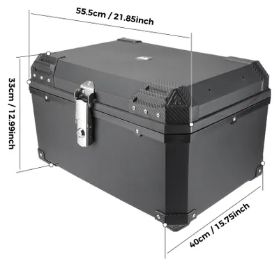 Produktbild von Motorrad-Topcase - Universeller Heckkoffer - 68 l Fassungsvermögen - ABS-Kunststoff - Leicht - 55,5 x 40 x 33 cm - Schwarz