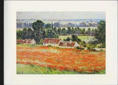 Produktbild von Claude Monet Gerahmtes Bild Mit Edlem Passepartout | Wand-Bilder | Im Bilderrahmen - Mohnblumenfeld Bei Giverny, 1885 (60 x 80 cm)