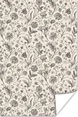 Produktbild von MuchoWow® Poster Blumen - Muster - Grau 120x180 cm - Kunstposter