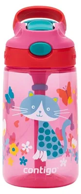 Imagen del producto de ContiGo!: Botella para niños - Vaso para niños ContiGo! Gizmo Flip de 414 ml - Diseño de gatito rojo