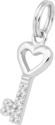 Image de Breloque clé en argent avec anneau fendu et zircone, argent, taille unique, Maxte