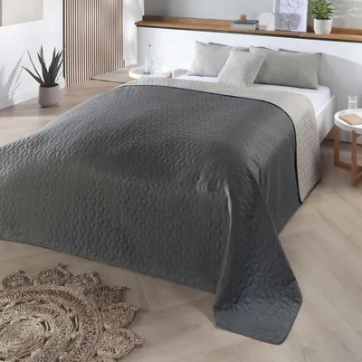 Zdjęcie produktu dla Narzuta pikowana - Antracytowy szary - 140 x 210 cm - Pikowana na pojedyncze łóżko