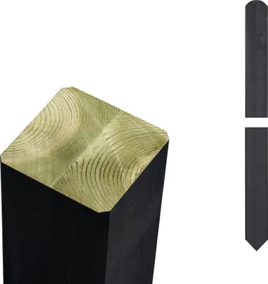 Produktbild von Plus Leimholzpfosten 208 cm 70 x 70 mm schwarz Kopf gespitzt