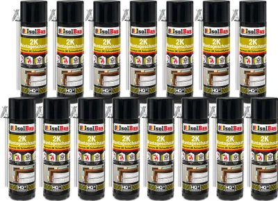Produktbild von Isolbau 2K Montageschaum B2 Zargenschaum - 15 x 400 ml Premium PolyurethanSchnellschaum für Türen, Fenster, Dämmung & Montage