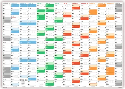 Produktbild von Rainbow Premium Classic2 Wandkalender / Wandplaner DIN A1 2026 (gerollt) Format (594 x 841mm) 14 Monate