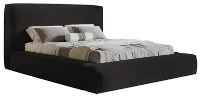 Produktbild von Polsterbett 180 x 200 cm Karano mit Dicker Schaum - Doppelbett 180x200 cm, Bettkasten, Lattenrost - Samtstoff Schwarz