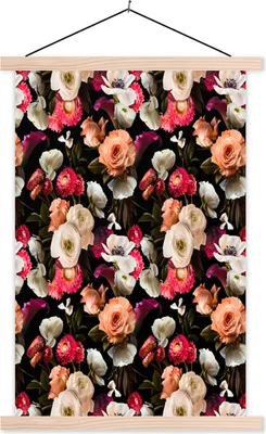 Produktbild von MuchoWow® Textilposter Blumen - Rosen - Farben 120x180 cm mit holzfarbenen Rahmen - Textil-Plakat
