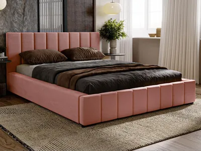 Produktbild von Polsterbett 200x200 für das Schlafzimmer DIANA mit Stauraum und Lattenrost, Kopfteil und gepolsterter Korpus,  puderrosa ( Magic Velvet 2257 )