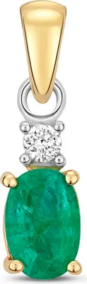 Produktbild von 9 Karat (375) Gold Damen - Diamant Anhänger mit Smaragd - 16mm*5mm; TRS148379KY