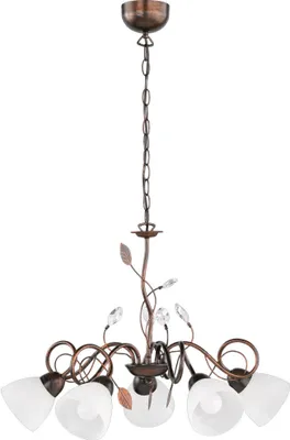 Produktbild von Hängeleuchte, rost, 5 flammig, Kristalblätter, D 70 cm