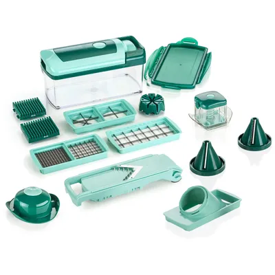 Produktbild von Genius Nicer Dicer Fusion Julietti (16 Teile) Gemüseschneider Spiralschneider Allesschneider Küchengerät in smaragdgrün;