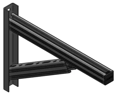 Produktbild von MEFA Gerätekonsole mit 1 Strebe, Profil 45/45, 630mm, Stahl S235, feuerverzinkt, 1 Stk.