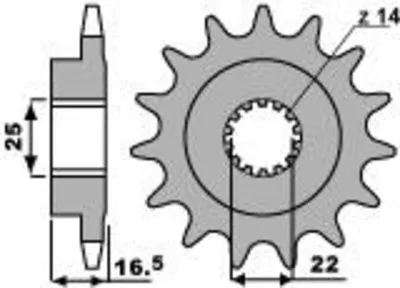 Produktbild von PBR Standard Stahlritzel vorne 2114 - 525