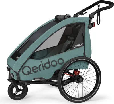 Produktbild von Qeridoo QUPA PLUS 1 - Kinderfahrradanhänger für 1 Kind, Farbe: Mineral Blue