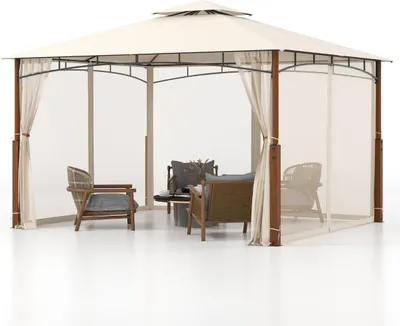 Immagine prodotto di Gazebo da 3,6 x 3 m con doppio tetto e zanzariera, tenda da giardino impermeabile per feste.