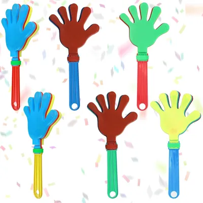 6 Kunststoff-Handklatscher 24 cm, bunt, für Events