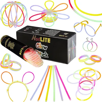 Image de HOTLITE, lot de bâtons lumineux pour enfants, bâtons lumineux colorés, lot de 100 pièces