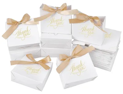 100 weiße Geschenktüten aus Papier mit Henkel, 11,5x10x4,5 cm