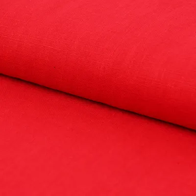 Produktbild von Leinenstoff Meterware mit Baumwolle vorgewaschen einfarbig rot 1,40m