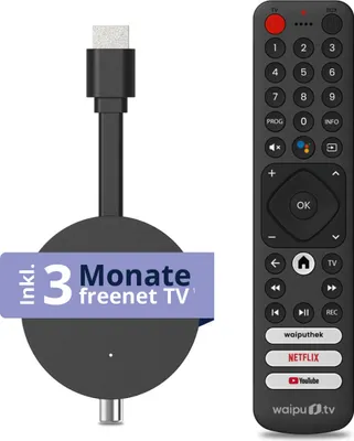 Produktbild von Freenet TV Hybrid TV Stick 3 Monate, TV, Bluetooth, Drucktasten, Wiederaufladbar, Schwarz