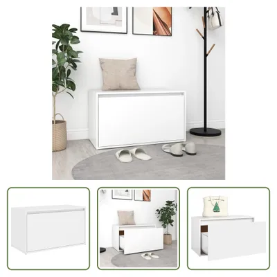 Zdjęcie produktu dla The Living Store ławka do przedpokoju 80x40x45 cm biały materiał drewnopochodny