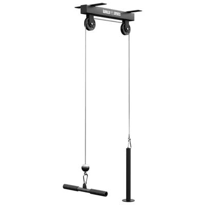 Zdjęcie produktu dla GORILLA SPORTS® Wyciąg linowy - do montażu sufitowego, z drążkiem do tricepsów, do 150 kg, 30/31 mm - lat pulldown, wyciąg linowy, system wyciągów linowych, trenażer tricepsów, trenażer przedramion, stacja wyciągów linowych, trening siłowy