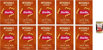 Produktbild von Barilla Integrale Cellentani Vollkorn-Pasta 10x 500 g, 100% Vollkorn-Hartweizen, ballaststoffreich, vegan Spiralnudeln mit perfekter Soßenbindung, al dente in 10 Minuten + Italian Gourmet polpa 400g