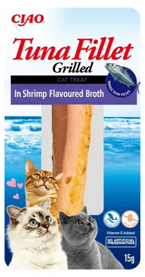 Immagine prodotto di Churu Cat: filetti di tonno in brodo al gusto di gamberetti, 15 g