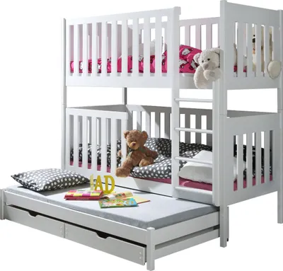 Produktbild von MIRJAN24 Etagenbett Okawango, Bett mit Bettschubladen, Hochbett, Jugendzimmer, Jugendbett (Farbe: Weiß, Größe: 80x180)