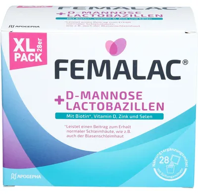 Obrázok produktu pre FEMALAC D-manóza + laktobacily – prášok na udržanie zdravých slizníc, 28 vrecúšok