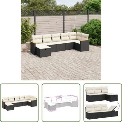 Produktbild von The Living Store 7-tlg. Garten-Sofagarnitur mit Kissen Schwarz Poly Rattan