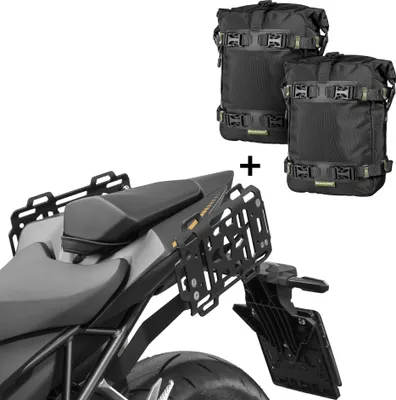 Zdjęcie produktu dla Bagażnik boczny ZIEGER wraz z torbą uniwersalną SCHNORR para M kompatybilny z Hondą CB 1000 Hornet