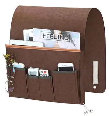 Produktbild von Sofa Taschen Organizer Filz, 5 Fächer, platzsparend, rutschfest mit Klett, für Sofa, Bett, Schreibtisch, ideal für Handy, Bücher & Zubehör