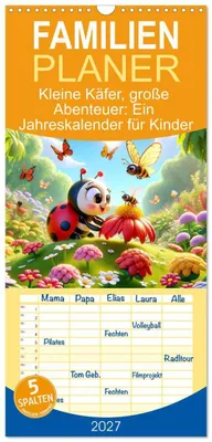 Produktbild von Familienplaner 2027 - Kleine Käfer, große Abenteuer: Ein Jahreskalender für Kinder mit 5 Spalten (Wandkalender, 21 x 45 cm) CALVENDO