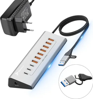 Produktbild von Usb Hub Aktiv Mit Netzteil 36W 10 Port Usb 3.2 Splitter Splitter Reagle