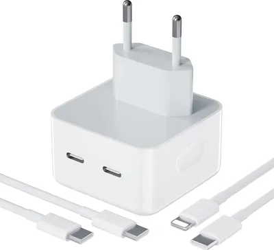 Produktbild von 35W Dual USB-C Adapter Ladegerät für iPhone 16 16 Pro Max 15 Usb C Netzteil 1.5M Usb C Ladekabel für iPad, iPad Pro, mini
