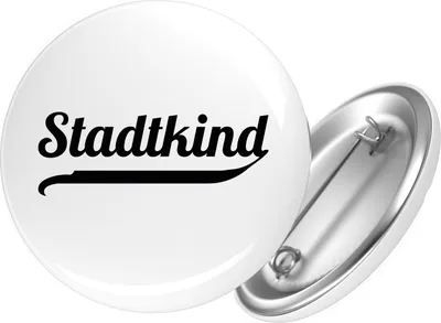 Produktbild von Huuraa Button Stadtkind Schriftzug 25mm rund mit Sicherheitsnadel Ansteckbutton Geschenkidee