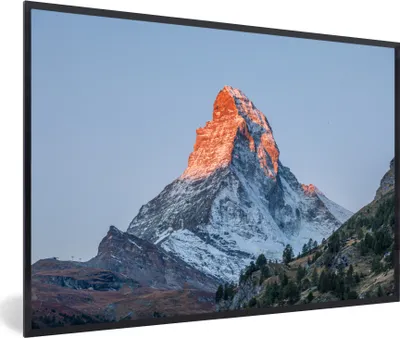 Produktbild von MuchoWow® MuchoWow® Gerahmtes Poster Das Matterhorn in der Schweiz bei Sonnenaufgang 60x40 cm - Poster mit zchwarzem Bilderrahmen - Printing - Wanddeko Schlafzimmer