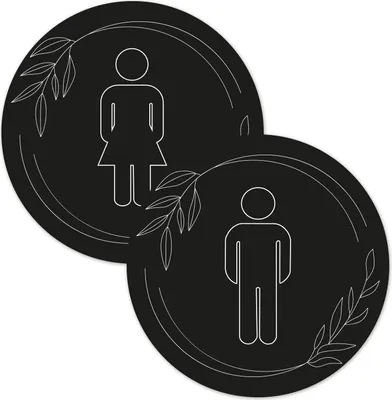 Produktbild von younikat Türaufkleber 2er Set Frau/Mann schwarz-weiß I Bad WC I Ø 10 cm I Aufkleber selbstklebend I you0051