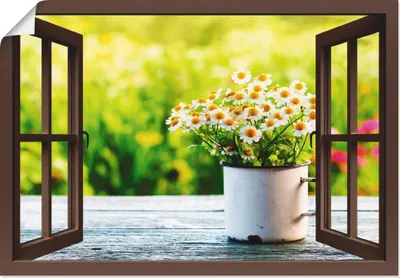 Produktbild von ARTland Poster Garten mit Echter Kamille, braun Größe: 70x50 cm