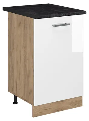 Obrázek produktu pro Spodní skříňka kuchyňské linky Vicco R-Line Bílá vysoký lesk/Zlatý mocný dub 50 cm pracovná doska antracitová, Model 70411