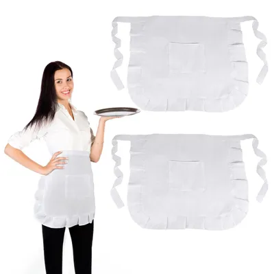 Halbschürze mit Rüschen, 2 Stück, weiß, 52 x 41,5 cm, Polyester