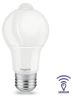 Produktbild von Braytron LED Leuchtmittel E27 mit Bewegungsmelder 9W A60 – 806lm LED Birne Sensor – 60W Ersatz – Automatische LED Beleuchtung –3000K Warmweiß