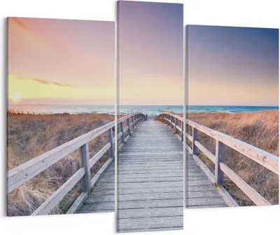Produktbild von Bild auf Leinwand - Leinwandbild - 3 Teile - Weg Meer Brücke - 95x80cm - Wand Bild - Wanddeko - Wandbilder - Leinwanddruck - Bilder - Wanddekoration - Leinwand bilder - Wandbild - CB95x80-4948