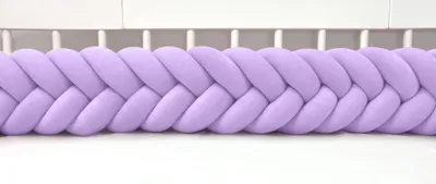 Produktbild von Bettschlange 400 cm Hellviolett – geflochtene Bettumrandung fürs Babybett, Velours, Modell MAXIBRAID | Letino